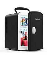 AstroAI Mini Fridge, 4 Liter/6 Can AC/DC Portable Thermoelectric Cooler and Warmer Refrigerators for Christmas Gift, Skincare, Beverage, Food, Home, Office and Car, ETL Listed (Black)