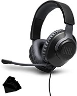 JBL Quantum 100 Over-Ear Surround Sound Gaming Headphones Bundle with Cleaning Cloth (Black)