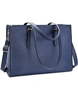 Laptop Bag for Women Waterproof Lightweight Leather 15.6 Inch Computer Tote Bag Business Office Briefcase Large Capacity Handbag Shoulder Bag Professional Office Work Bag Blue