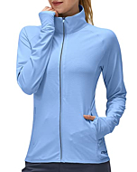 Women's UPF 50+ UV Sun Protection Clothing Long Sleeve Athletic Hiking Shirts Lightweight SPF Zip Up Outdoor Jacket(Lavender Blue,L)