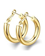 wowshow Chunky Thick Gold Tube Hoops Earrings for Women