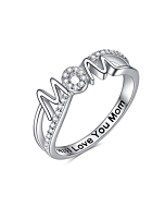 YFN Mom Mother Rings for Women Sterling Silver Mon Rings Mom Mother Jewelry for Women Birthday Gifts