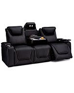 Seatcraft Concerto Heat & Massage Sofa, Home Theater Seating, Living Room, Powered Headrest, Powered Lumbar, Top Grain Leather 7000, Powered Recline, Black