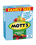 Mott's Fruit Flavored Snacks, Assorted Fruit, Pouches, 0.8 oz, 40 ct