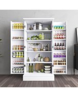 Jehiatek 47” Kitchen Pantry Cabinet, White Freestanding Buffet Cupboards Sideboard with Doors & Adjustable Shelves, Kitchen Pantry Storage Cabinet for Kitchen, Living Room and Dinning Room