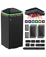 Cooling Fan Dust Proof for Xbox Series X Console with Colorful Light Strip,MENEEA Dust Cover Filter,Rubber Dust Plugs,Low Noise Top Fan with 3 Gears,Cooler&Light Independent Touch Switch, 2 USB Port