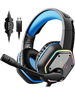 EKSA Gaming Headset with 7.1 Surround Sound Stereo, PS4 USB Headphones with Noise Canceling Mic & RGB Light, Compatible with PC, PS4, Laptop