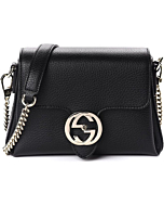 Gucci Interlocking G Black Leather Chain Shoulder Bag 510302