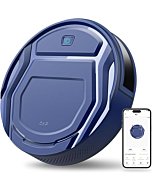 OKP K2 Robot Vacuum Cleaner, blue, cleaning hardwood floor.