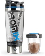 PROMiXX Pro Shaker Bottle (iX-R Edition) | Rechargeable, Powerful for Smooth Protein Shakes | includes Supplement Storage - BPA Free | 20oz Cup (Silver Blue/Gray)