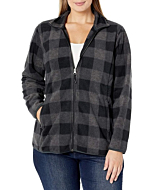 A charcoal buffalo plaid women's classic-fit full-zip polar soft fleece jacket by Amazon Essentials