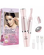 Eyebrow Trimmer & Facial Hair Removal for Women, 2 in 1 Eyebrow Razor and Hair Remover, Rechargeable Painless Eyebrow Lips Body Face Razors for Women…