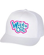 A stylish white flat bill hat with a neon Wild 'N Out logo, perfect for showing your love for your favorite MTV show