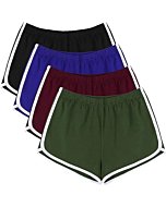 URATOT 4 Pack Yoga Short Pants Cotton Sports Shorts Gym Dance Workout Shorts Dolphin Running Athletic Shorts for Women