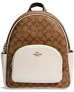 Coach Women's Court Backpack In Signature Canvas (Khaki - Chalk)