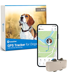 Tractive GPS Tracker & Health Monitoring for Dogs - Market Leading Pet GPS Location Tracker, Wellness & Escape Alerts, Waterproof, Works with Any Collar (Brown)