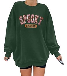 Oversized Halloween Sweatshirt Women Vintage Spooky Season Pullover Top Spooky Vibes Letter Print Long Sleeve Shirt Green