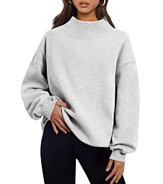 Trendy Queen Womens Oversized Sweatshirts Turtleneck Pullover Long Sleeve Hoodies Tops Fall Fashion Outfits 2024 Clothes Grey S