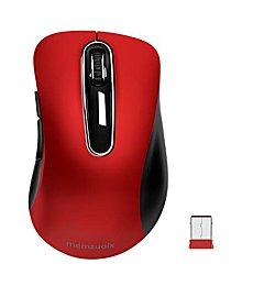 memzuoix 2.4G Wireless Mouse, 1200 DPI Mobile Optical Cordless Mouse with USB Receiver, Portable Computer Mice for Laptop, PC, Desktop, MacBook, 5 Buttons, Red