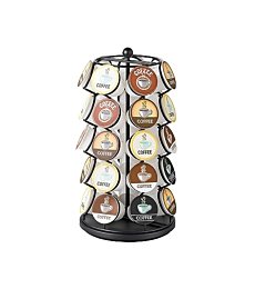 Nifty K Cup Holder – Compatible with K-Cups, Coffee Pod Carousel | 35 K Cup Holder, Spins 360-Degrees, Lazy Susan Platform, Modern Black Design, Home or Office Kitchen Counter Organizer