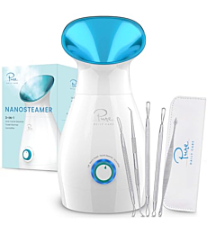 Ionic NanoSteamer - 3-in-1 Facial Steamer with Precise Temp Control - Atomizer - Mist - Humidifier- Unclogs Pores - Blackheads - Spa Quality - NanoSteam