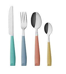 ANNOVA 24PCS Flatware Set Stainless Steel Silverware/Cutlery Set With Colored Handles Comfortable to Hold - Dinner Forks, Dinner Knives, Dinner Spoons, Dessert Spoons - (Mix Color)