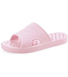 shevalues Shower Shoes for Women with Arch Support Quick Drying Pool Slides Lightweight Beach Sandals with Drain Holes, Pink 8-9 Women / 6.5-7.5 Men