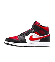 Jordan Boy's Air 1 Mid GS Sneaker, Black/Fire Red-white, 7 Big Kid