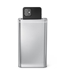 simplehuman Cleanstation phone sanitizer with sleek design, sanitizing phone with UV-C light.