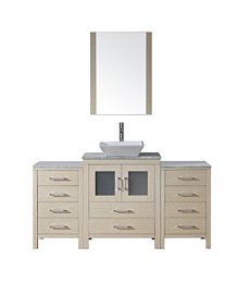 Virtu USA KS-70064-WM-LO Modern 64-Inch Single Sink Bathroom Vanity Set with Polished Chrome Faucet, Light Oak