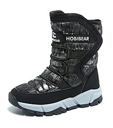 GUBARUN Boys Snow Boots Kids Outdoor Warm Shoes Waterproof (Black1, 7)