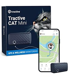 Tractive GPS Tracker & Health Monitoring for Cats (6.5 lbs+) - Market Leading Pet GPS Location Tracker | Wellness & Escape Alerts | Waterproof | Works with Any Collar (Dark Blue)