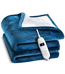 Medical king Heated Blanket, Machine Washable Extremely Soft & Comfortable Electric Blanket Throw Fast Heating with Hand Controller 10 Heating Settings & auto Shut-Off (Blue, 84 x 90)