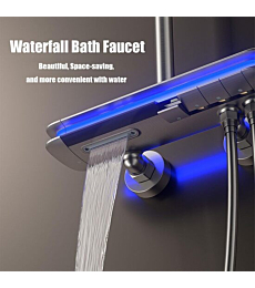 Broncho Thermostatic Shower System Rain Shower Head Set Lamp Faucet Rain Shower System Hot Cold Mixer Shower Set with Handheld, Spray Gun, Exposed Shower Combo Set