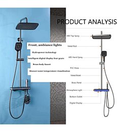 Broncho Thermostatic Shower System Rain Shower Head Set Lamp Faucet Rain Shower System Hot Cold Mixer Shower Set with Handheld, Spray Gun, Exposed Shower Combo Set