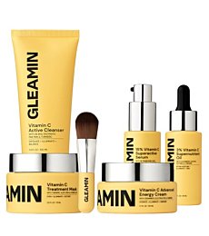 Gleam Dream Team - Complete Vitamin C Skincare Bundle: Includes Clay Mask, Serum, Facial Oil, Energy Cream, and Cleanser - Visible Reduces Dark Spots & Brightens, Hydrates & Evens Skin Tone - 15% Off