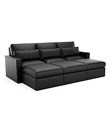 Seatcraft Diamante Sofa w/Three Ottomans, Living Room, Grade 7000 Leather, Down Feather Lining, Strong Engineered Reinforced Wood Frame, Black