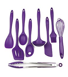 Chef Craft Premium Silicone Kitchen Tool and Utensil, 9 Piece Set, Purple