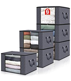 Fab Totes 6 Pack Storage Bins - Organize clothes, comforters, blankets in style.