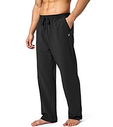 Pudolla Men's Cotton Yoga Sweatpants Athletic Lounge Pants Open Bottom Casual Jersey Pants for Men with Pockets (Black Large)