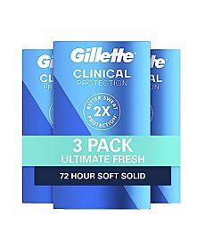 Gillette Men’s Clinical Strength Antiperspirant and Deodorant, 72-Hour Sweat Protection, 1 Clinical Brand for Men, Soft Solid, Ultimate Fresh Scent, 1.7 oz (Pack of 3)