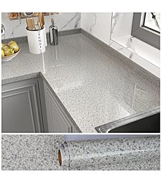 VEELIKE 15.7''x118'' Grey Granite Countertop Contact Paper Waterproof Granite Peel and Stick Countertops for Kitchen Grey Marble Wallpaper Self Adhesive Countertop Vinyl for Bathroom Cabinets Table