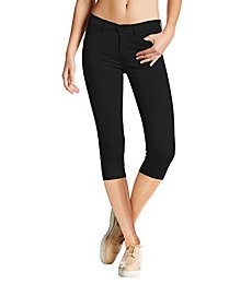 Hybrid & Company Women's Hyper Stretch Denim Capri Short Jeans Q44876 BLACK Large