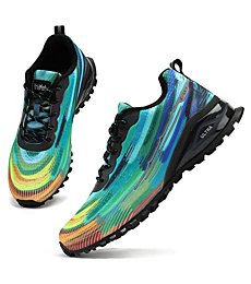 Kricely Men's Trail Running Shoes Fashion Hiking Sneakers Lightweight Tennis Cross Training Shoe Tie dye Non-Slip Walking Footwear Size 14