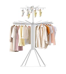 Space-saving clothes drying rack with wheels: Perfect for small apartments and limited space.