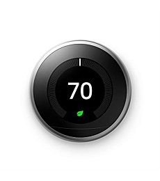 Google Nest Learning Thermostat - Programmable Smart Thermostat for Home - 3rd Generation Nest Thermostat - Works with Alexa - Stainless Steel