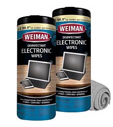 Weiman Electronic & Screen Disinfecting Wipes - Safely Clean and Disinfect Your Phone, Laptop Keyboard, Tablets, Lens Wipes - 30 Count | 2 Pack with MicroFiber Towel Included