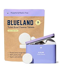 BLUELAND Toilet Bowl Cleaner Starter Set - Eco Friendly Products & Cleaning Supplies - No Harsh Chemicals, Plant-Based - Lemon Cedar - 14 tablets