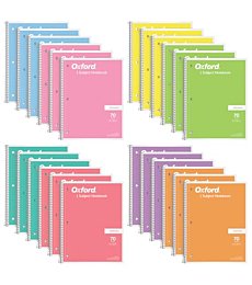 Oxford Spiral Notebook Wide Ruled - 24 Pack - 1 Subject Notebooks for School - 8 x 10-1/2 Inch - 8 Pastel Colors Included - 70 Sheets