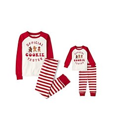 The Children's Place Baby Toddler 2 Piece and Kids, Sibling Matching, Holiday Pajama Sets, Cotton, Official Cookie Tester